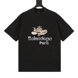 Authentic Balenciaga 24ss shoe print short sleeved T-shirt Size M L XL